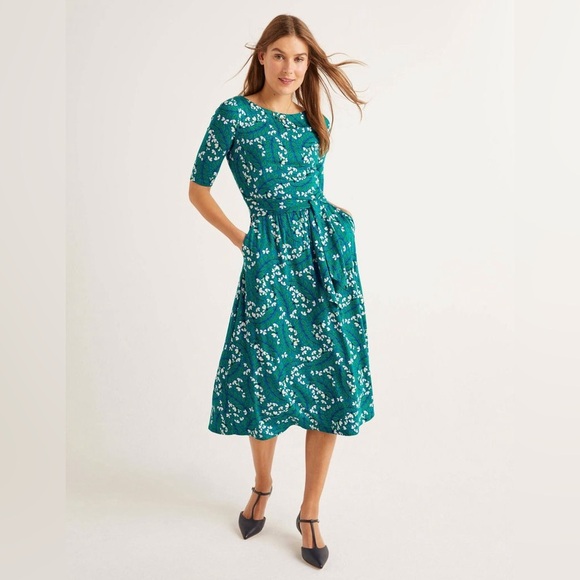 BODEN Eloise Jersey Floral Dress Size 4 With Pockets - Picture 1 of 11